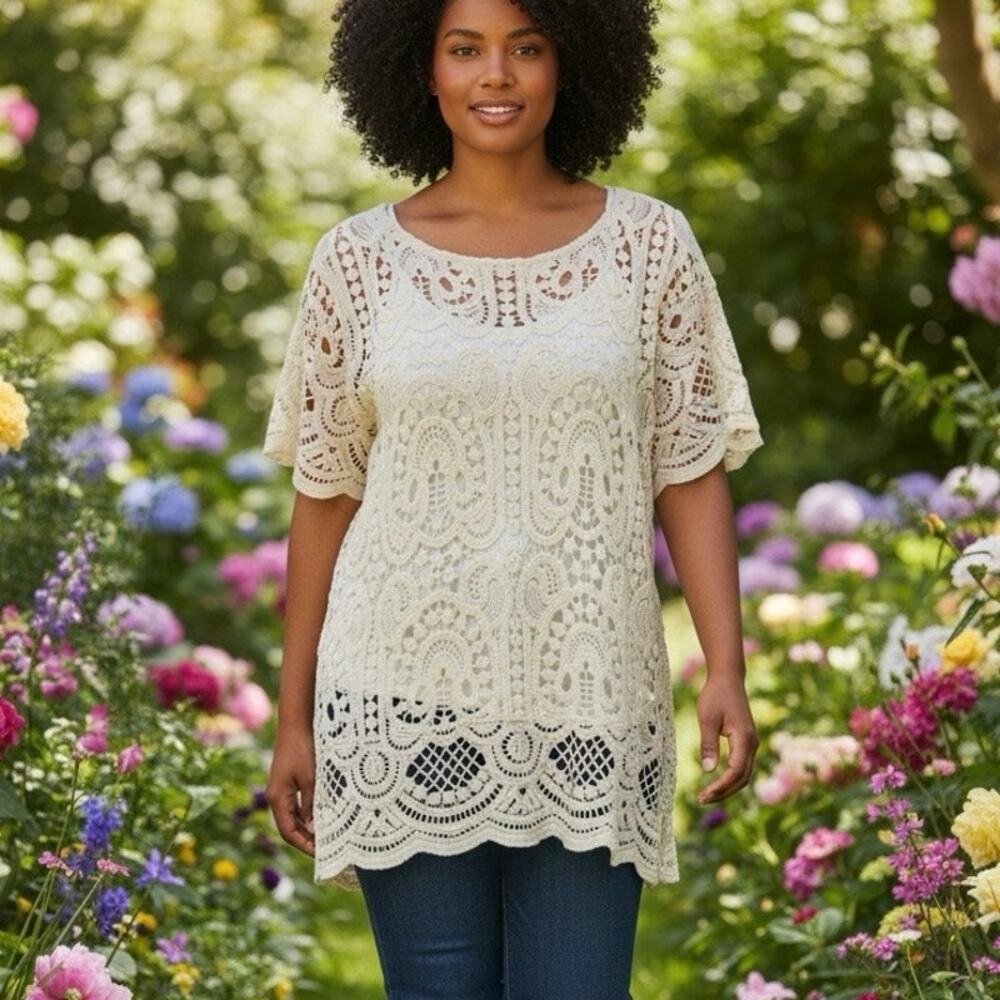 Adiva Crochet Blouse Plus size 2X NWT